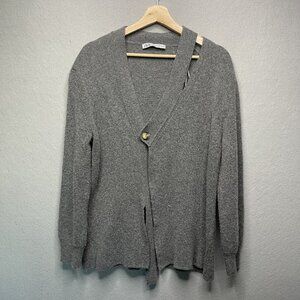 Zara Womens Grey Wool Blend Cardigan Sweater Size S